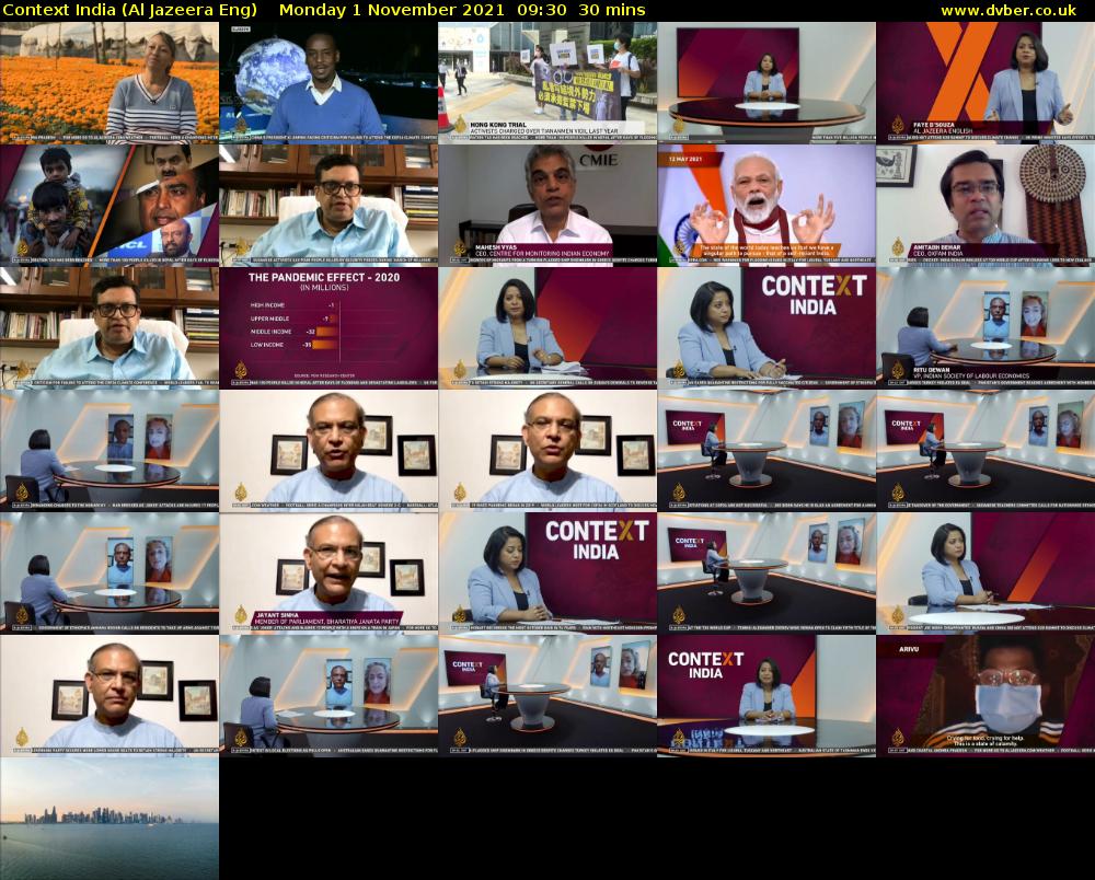 Context India (Al Jazeera Eng) Monday 1 November 2021 09:30 - 10:00