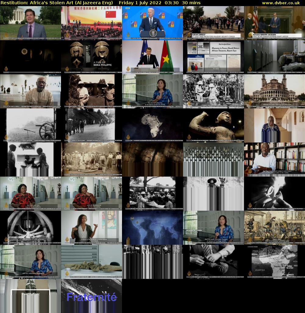 Restitution: Africa's Stolen Art (Al Jazeera Eng) Friday 1 July 2022 03:30 - 04:00