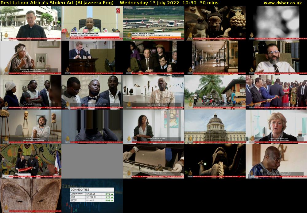 Restitution: Africa's Stolen Art (Al Jazeera Eng) Wednesday 13 July 2022 10:30 - 11:00
