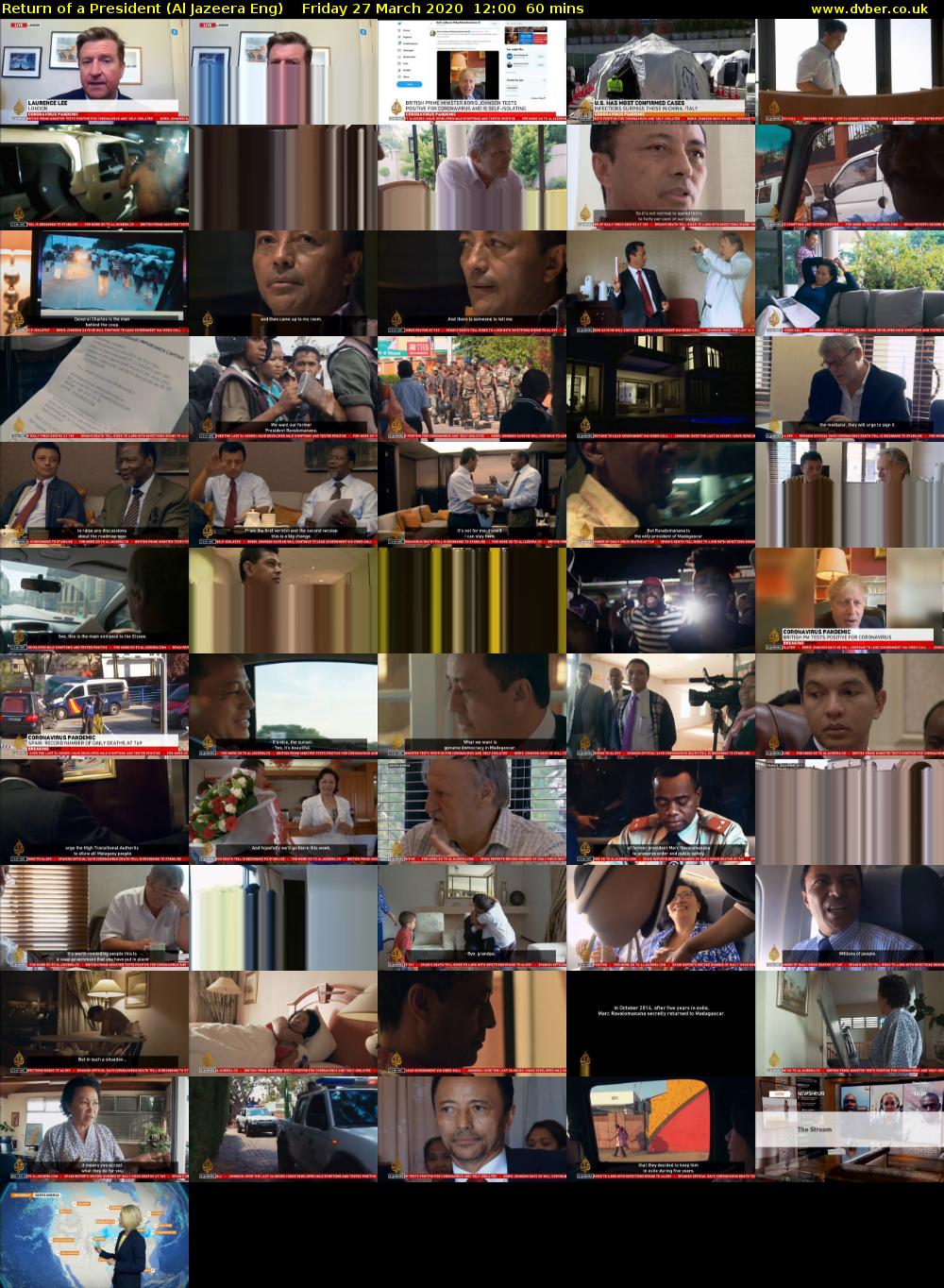 Return of a President (Al Jazeera Eng) Friday 27 March 2020 12:00 - 13:00
