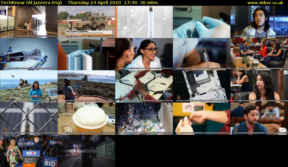TechKnow (Al Jazeera Eng) Thursday 23 April 2020 17:30 - 18:00