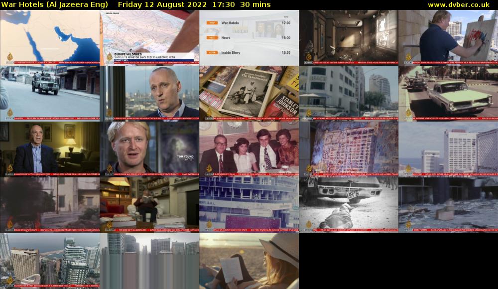 War Hotels (Al Jazeera Eng) Friday 12 August 2022 17:30 - 18:00