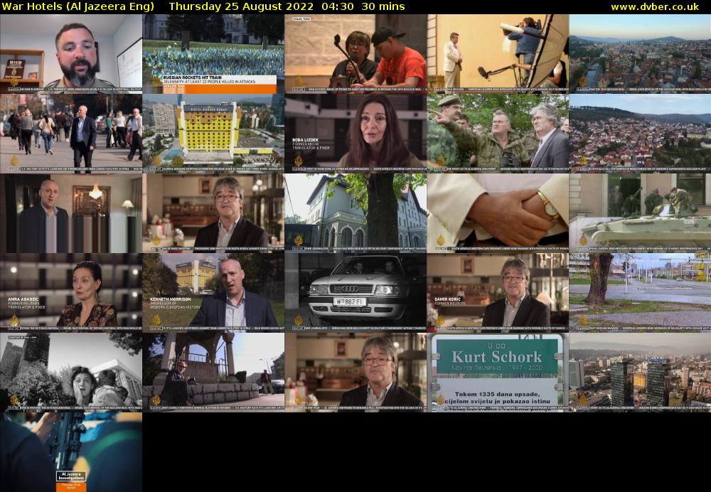War Hotels (Al Jazeera Eng) Thursday 25 August 2022 04:30 - 05:00
