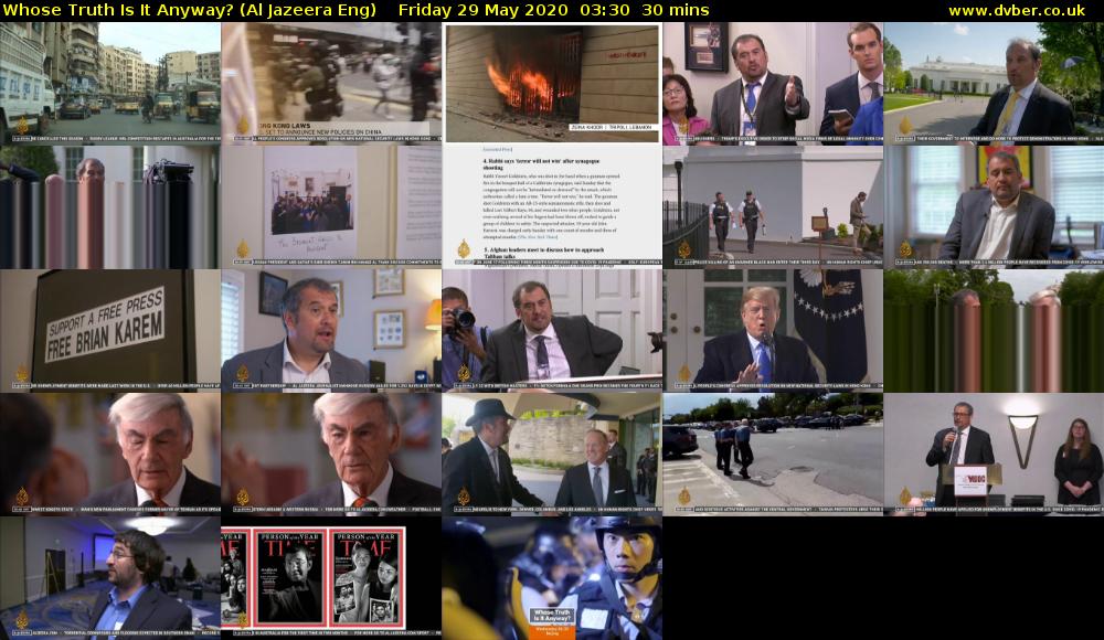 Whose Truth Is It Anyway? (Al Jazeera Eng) Friday 29 May 2020 03:30 - 04:00