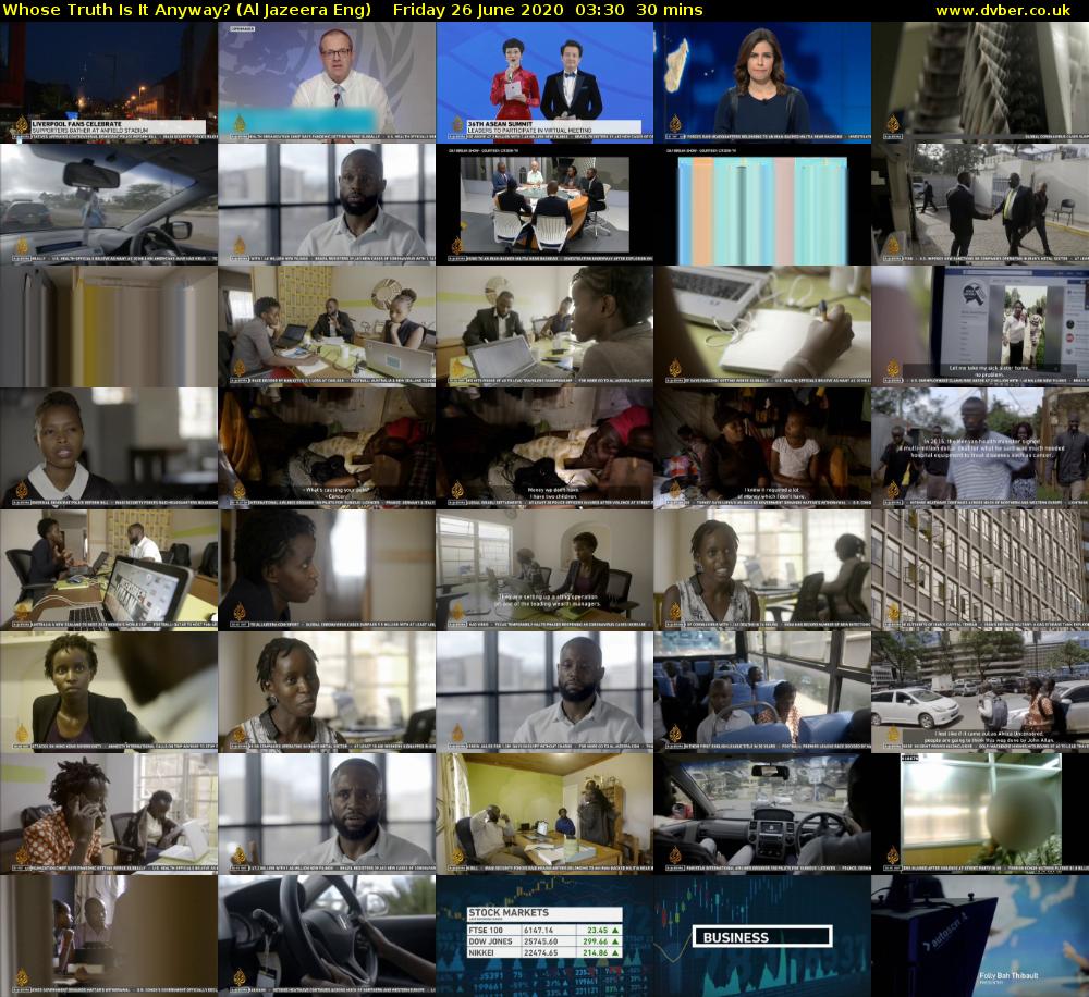 Whose Truth Is It Anyway? (Al Jazeera Eng) Friday 26 June 2020 03:30 - 04:00