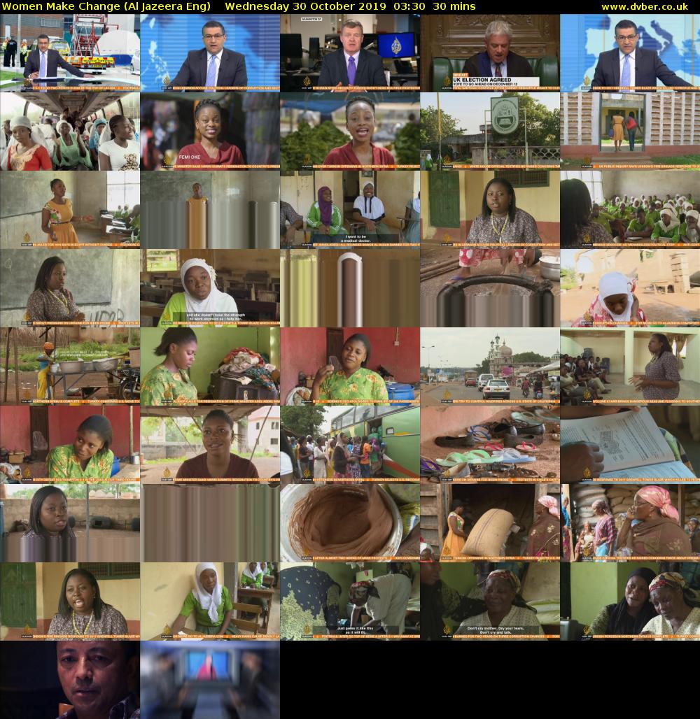 Women Make Change (Al Jazeera Eng) Wednesday 30 October 2019 03:30 - 04:00