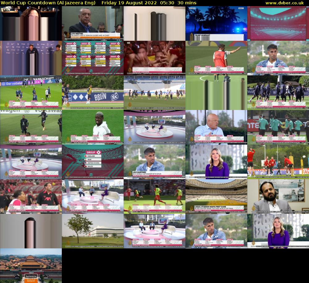 World Cup Countdown (Al Jazeera Eng) Friday 19 August 2022 05:30 - 06:00
