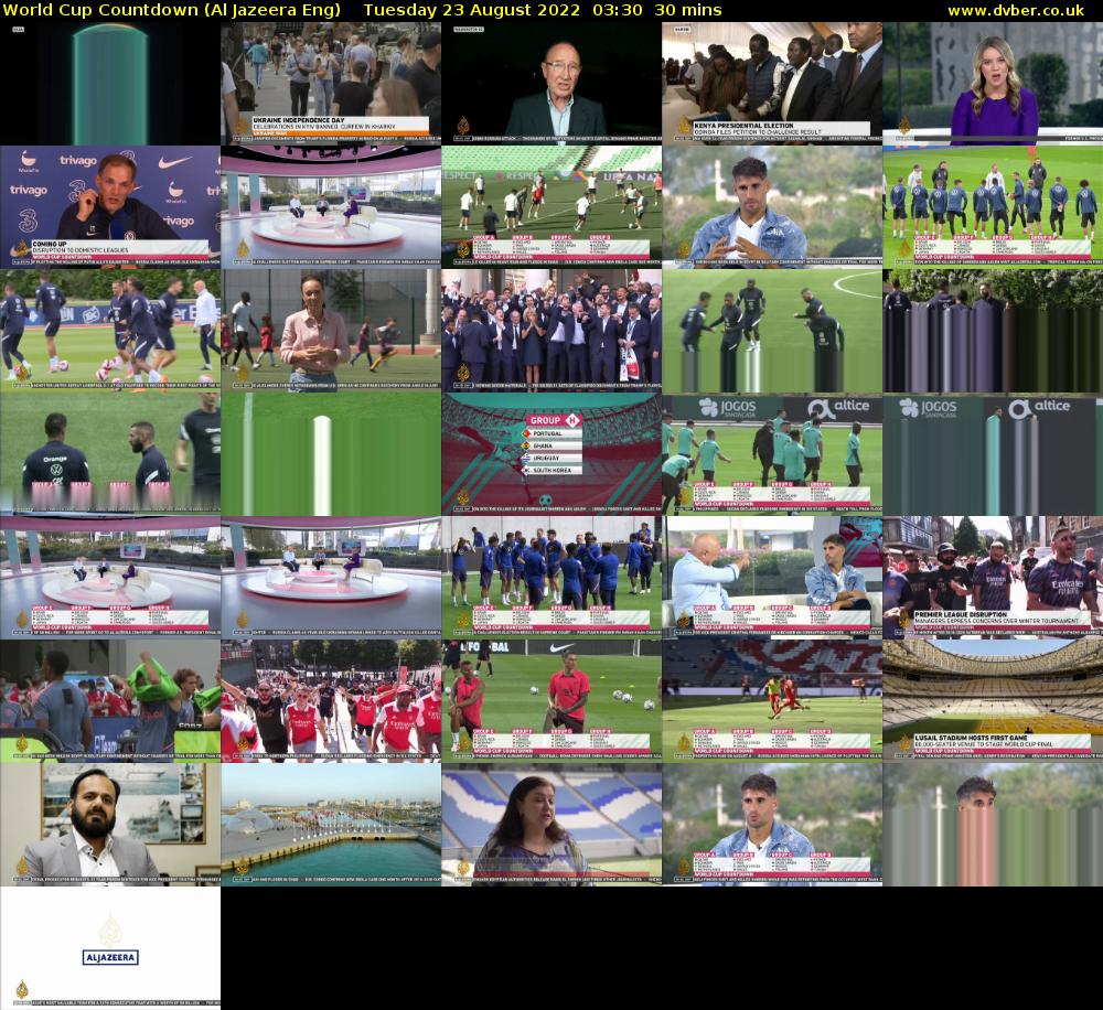 World Cup Countdown (Al Jazeera Eng) Tuesday 23 August 2022 03:30 - 04:00