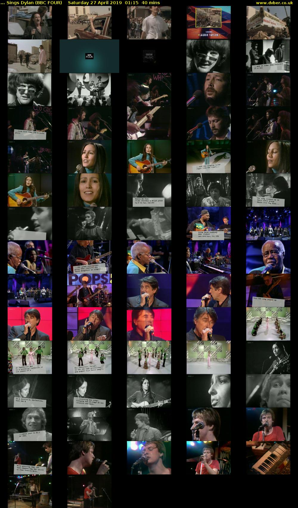 ... Sings Dylan (BBC FOUR) Saturday 27 April 2019 01:15 - 01:55