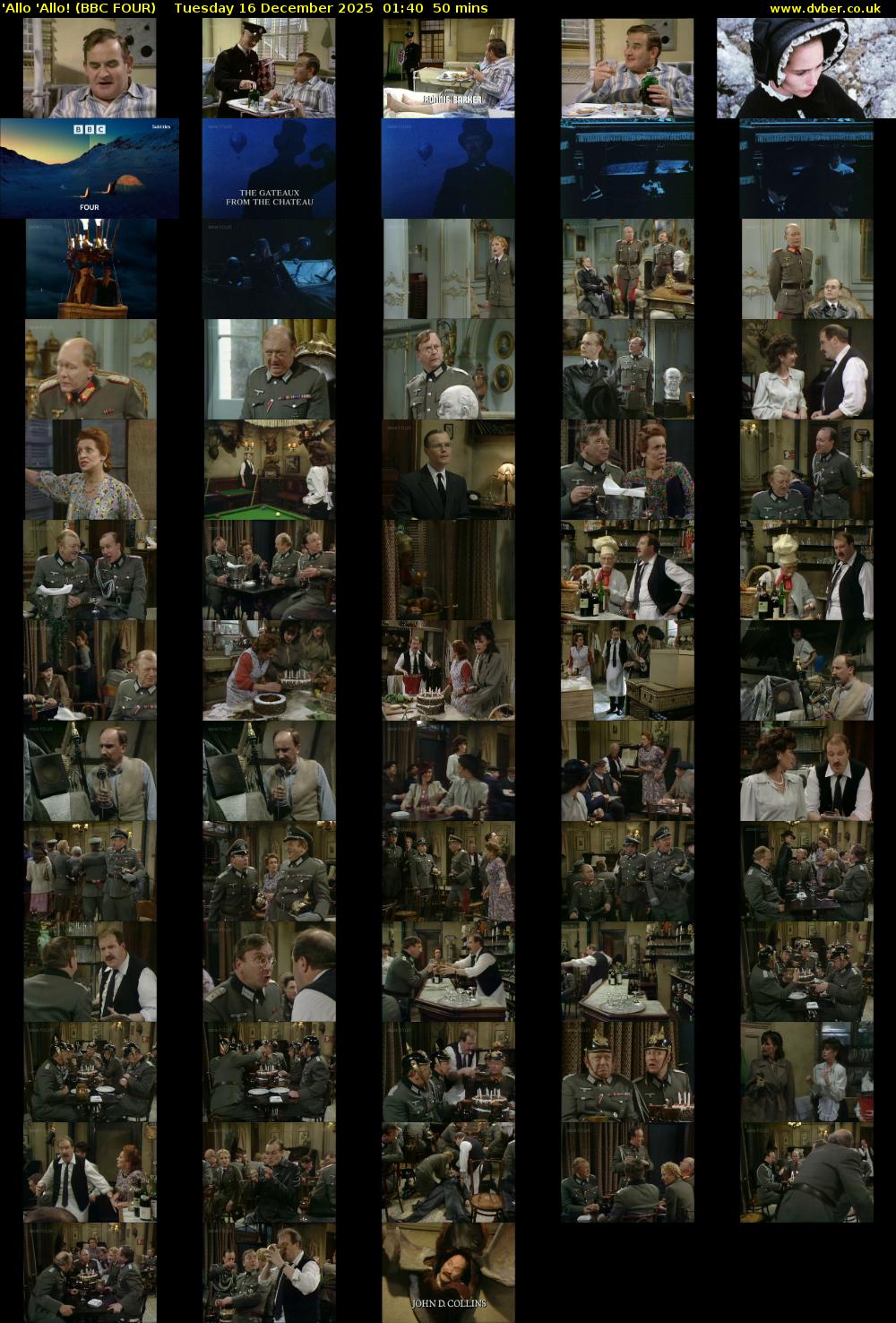 'Allo 'Allo! (BBC FOUR) Tuesday 16 December 2025 01:40 - 02:30
