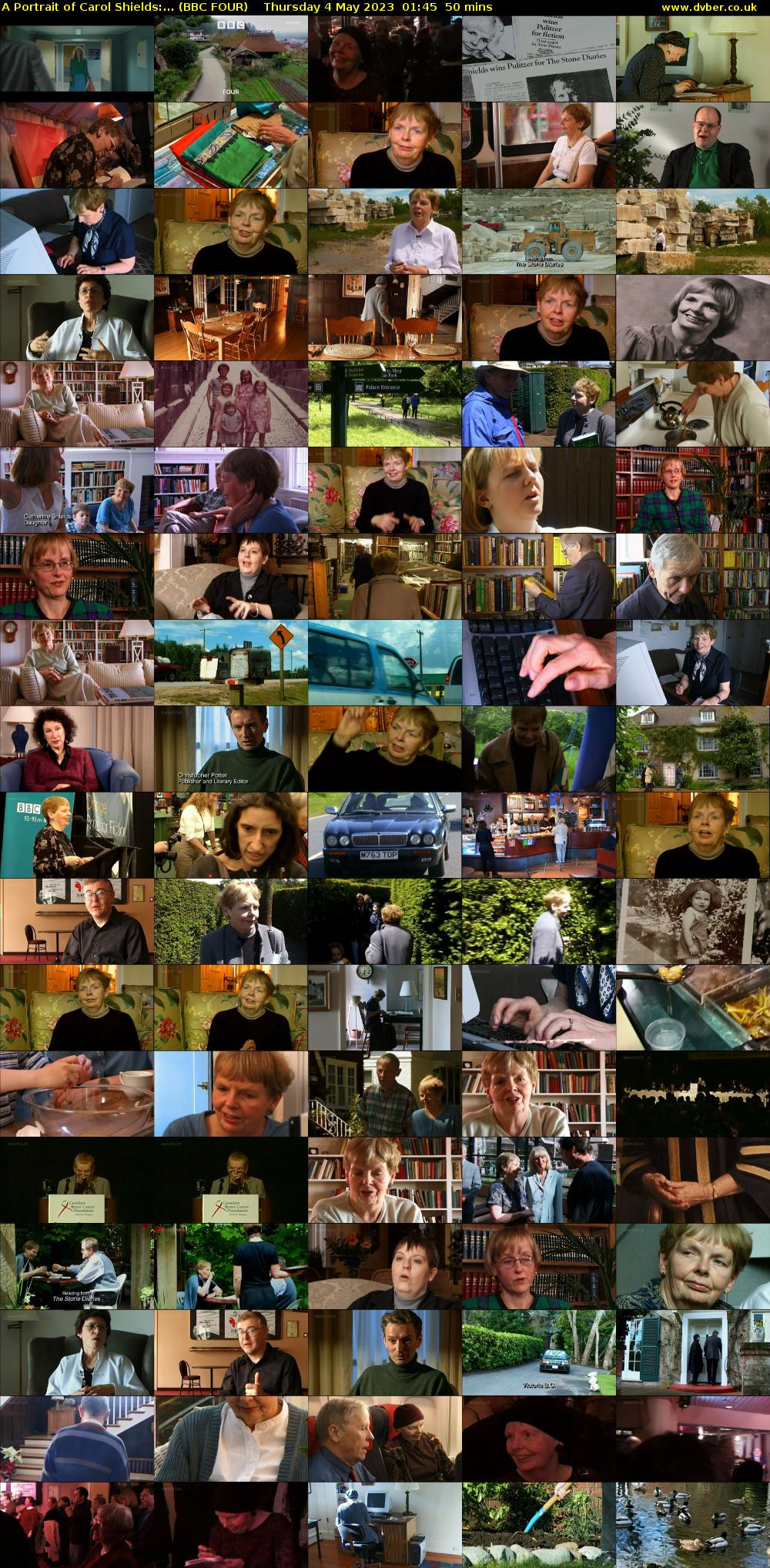 A Portrait of Carol Shields:... (BBC FOUR) Thursday 4 May 2023 01:45 - 02:35