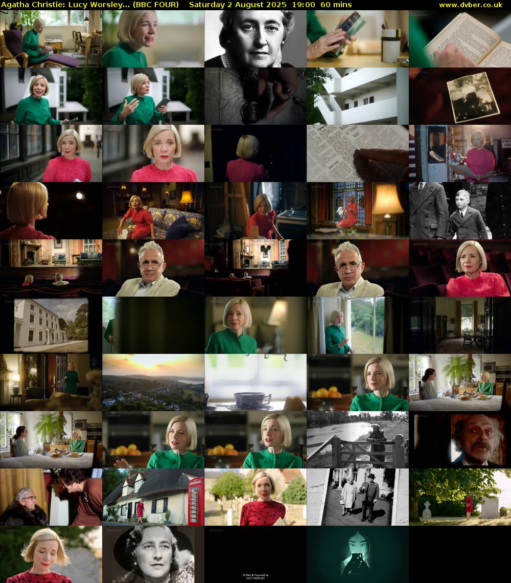 Agatha Christie: Lucy Worsley... (BBC FOUR) Saturday 2 August 2025 19:00 - 20:00