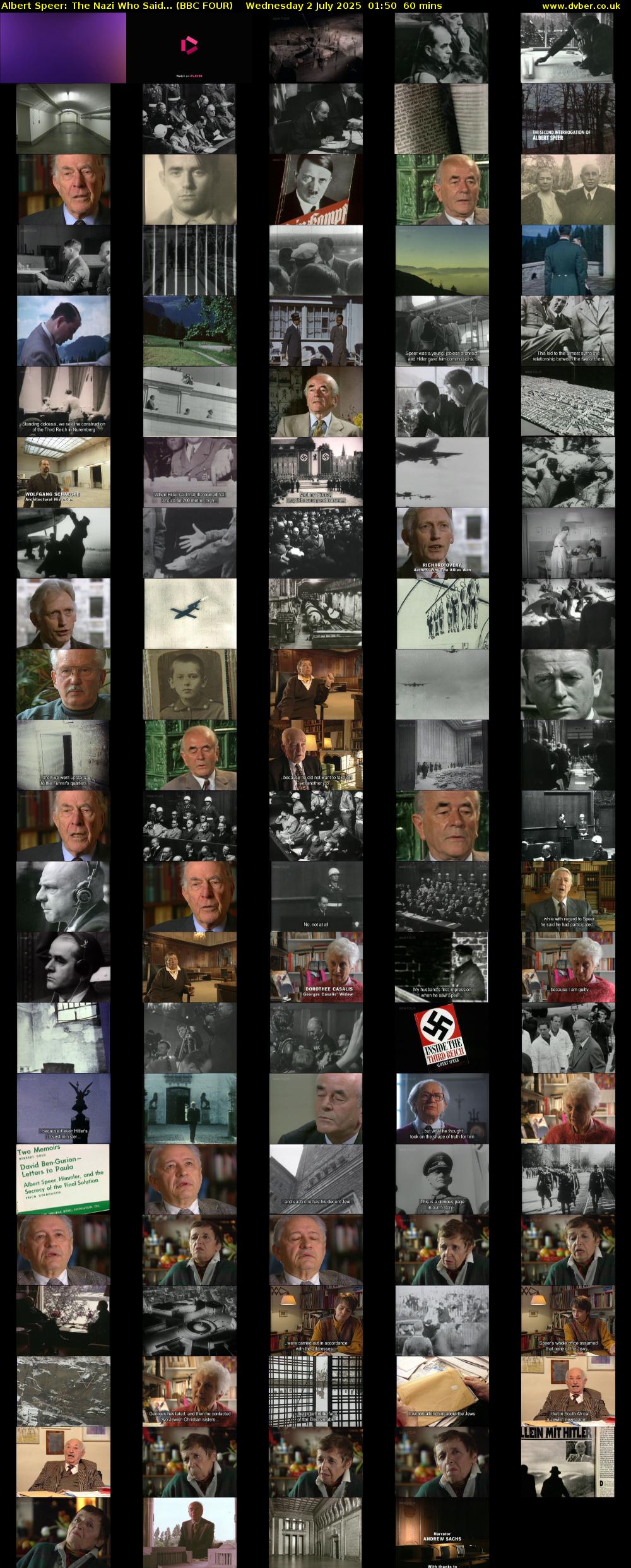 Albert Speer: The Nazi Who Said... (BBC FOUR) Wednesday 2 July 2025 01:50 - 02:50