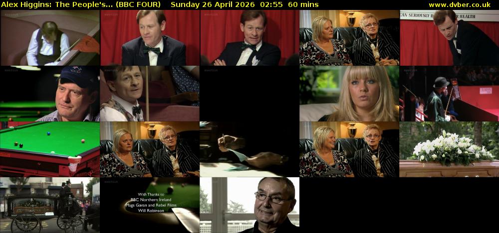 Alex Higgins: The People's... (BBC FOUR) Sunday 26 April 2026 02:55 - 03:55