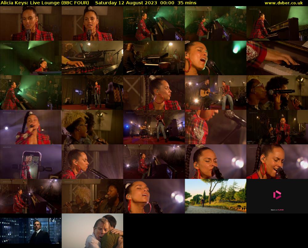 Alicia Keys: Live Lounge (BBC FOUR) Saturday 12 August 2023 00:00 - 00:35