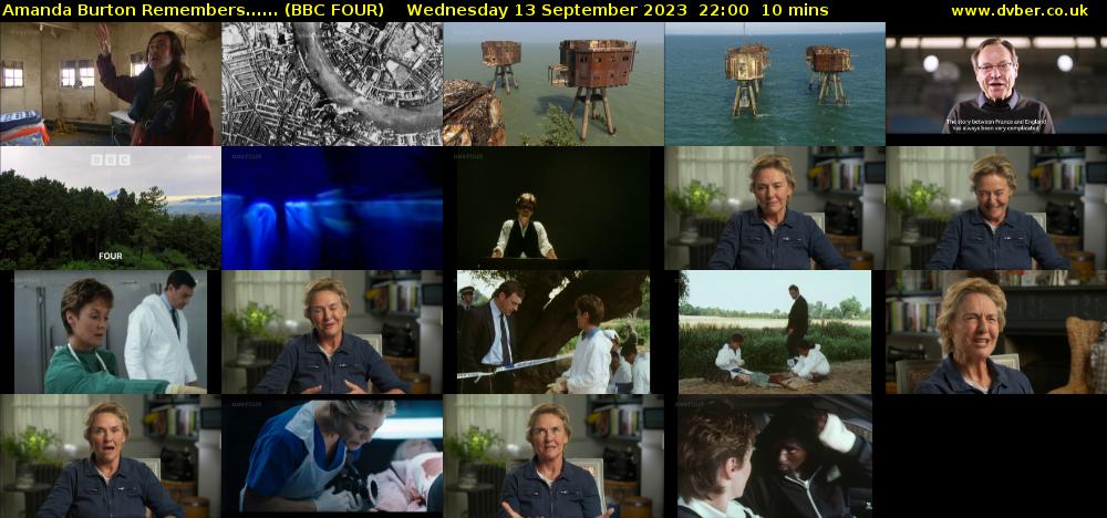 Amanda Burton Remembers...... (BBC FOUR) Wednesday 13 September 2023 22:00 - 22:10