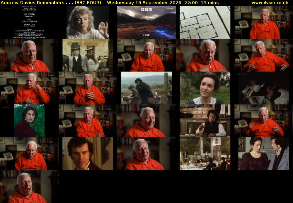 Andrew Davies Remembers...... (BBC FOUR) Wednesday 16 September 2026 22:00 - 22:15