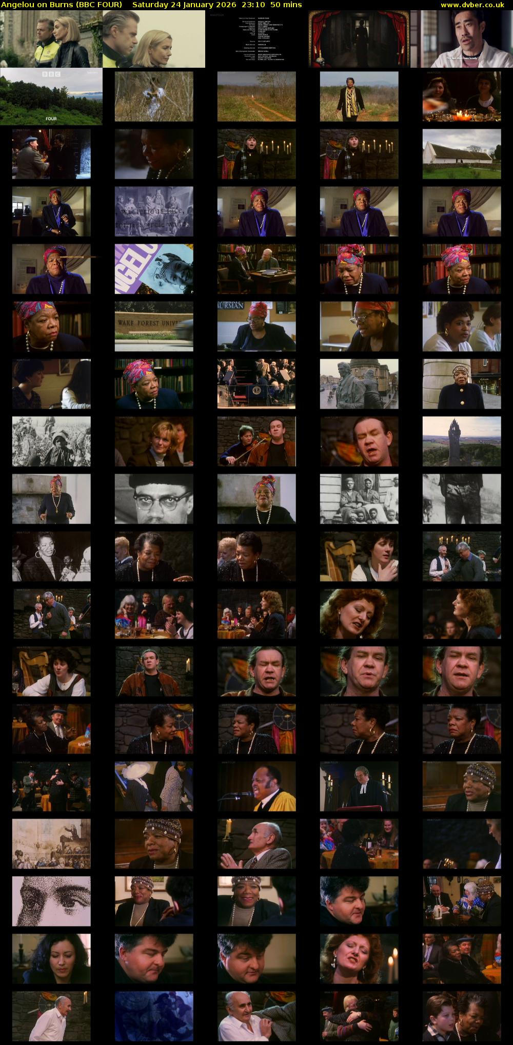 Angelou on Burns (BBC FOUR) Saturday 24 January 2026 23:10 - 00:00