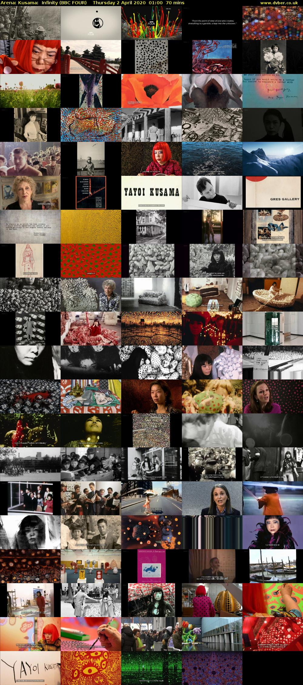 Arena: Kusama:  Infinity (BBC FOUR) Thursday 2 April 2020 01:00 - 02:10