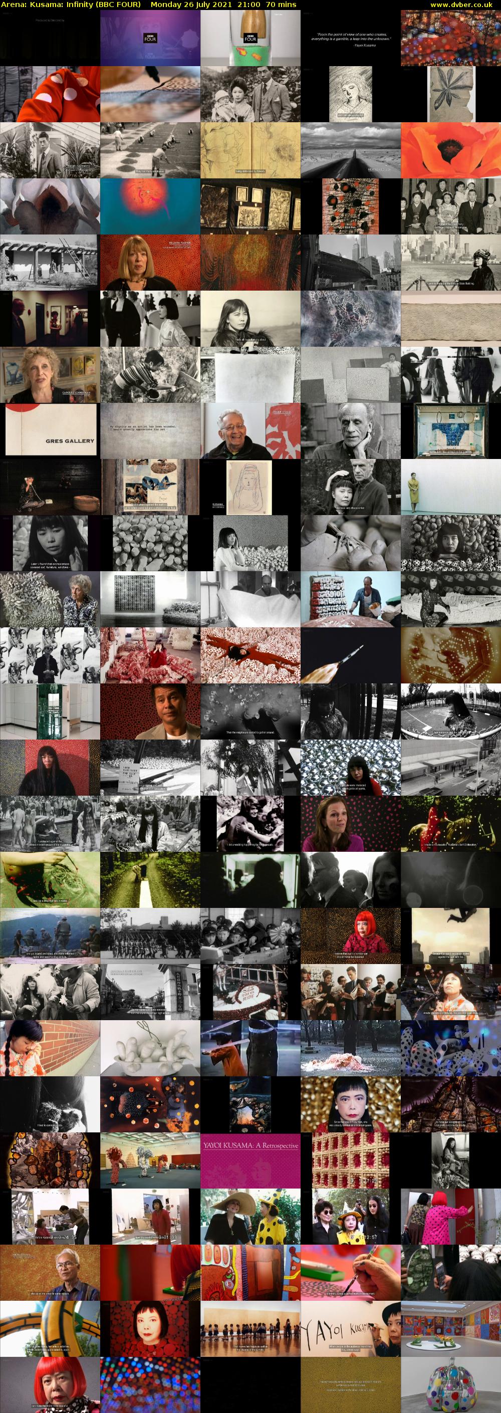Arena: Kusama: Infinity (BBC FOUR) Monday 26 July 2021 21:00 - 22:10