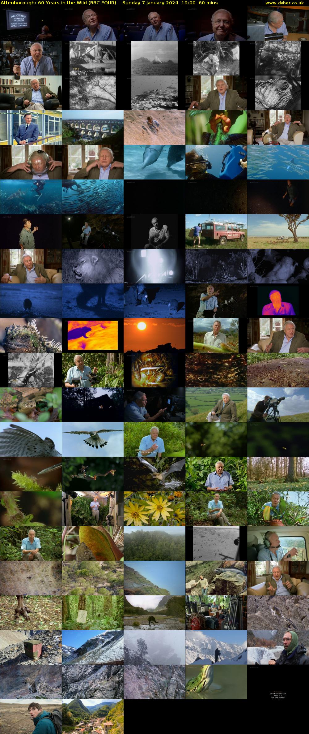 Attenborough: 60 Years in the Wild (BBC FOUR) Sunday 7 January 2024 19:00 - 20:00