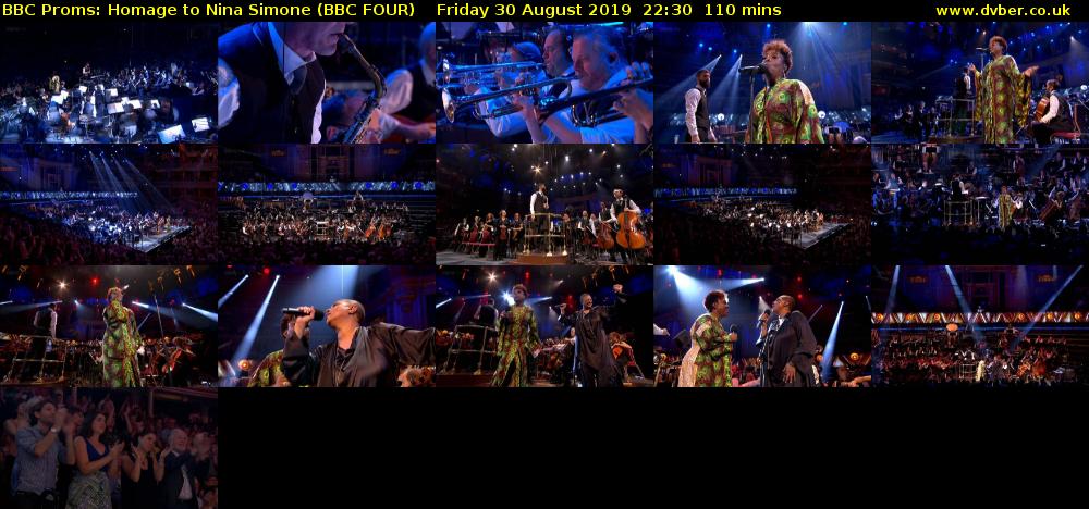 BBC Proms: Homage to Nina Simone (BBC FOUR) Friday 30 August 2019 22:30 - 00:20