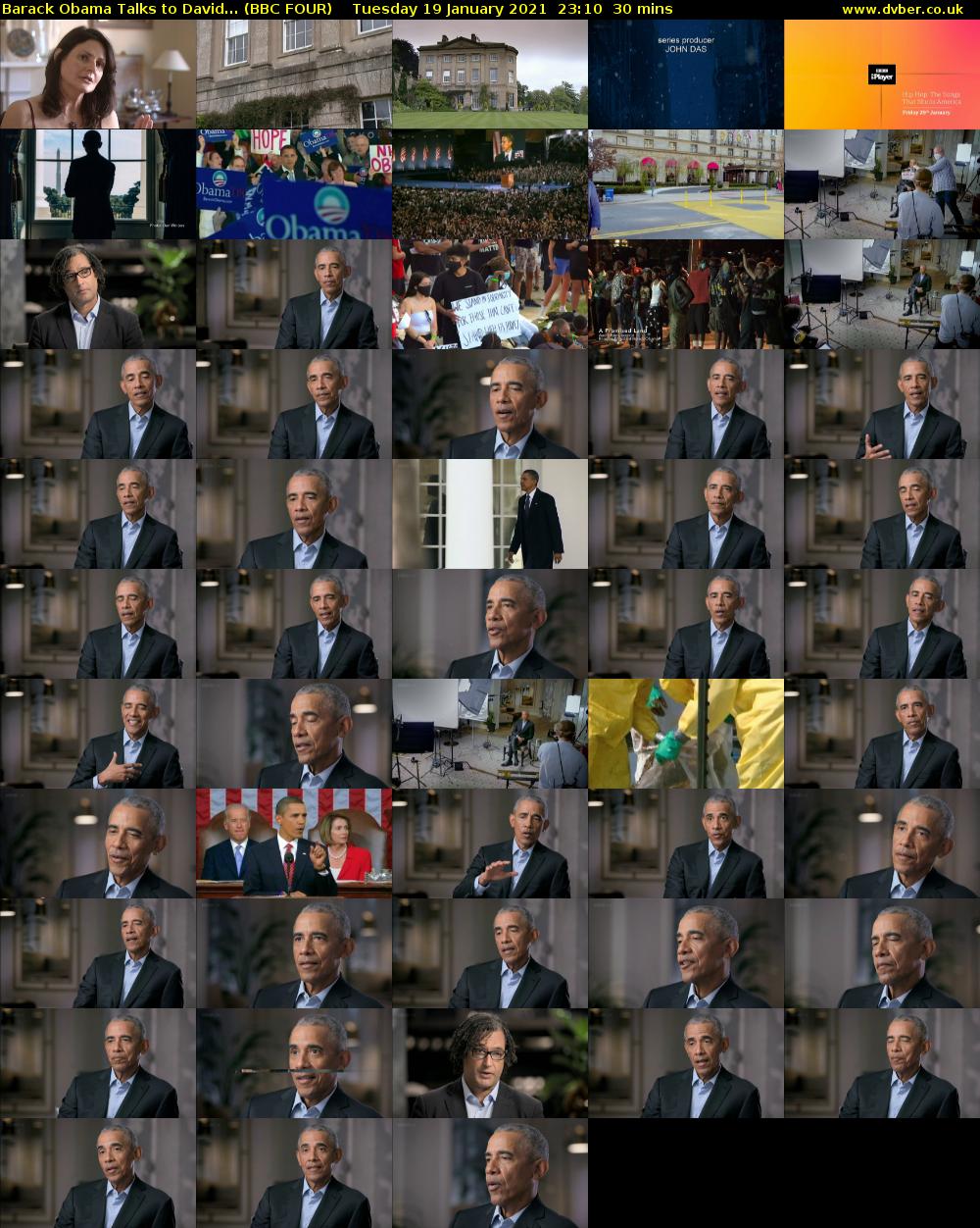 Barack Obama Talks to David... (BBC FOUR) Tuesday 19 January 2021 23:10 - 23:40