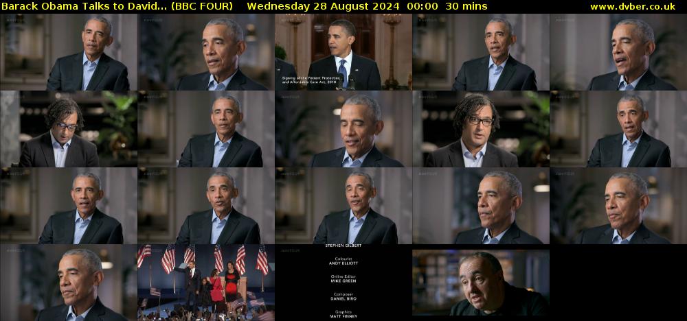 Barack Obama Talks to David... (BBC FOUR) Wednesday 28 August 2024 00:00 - 00:30