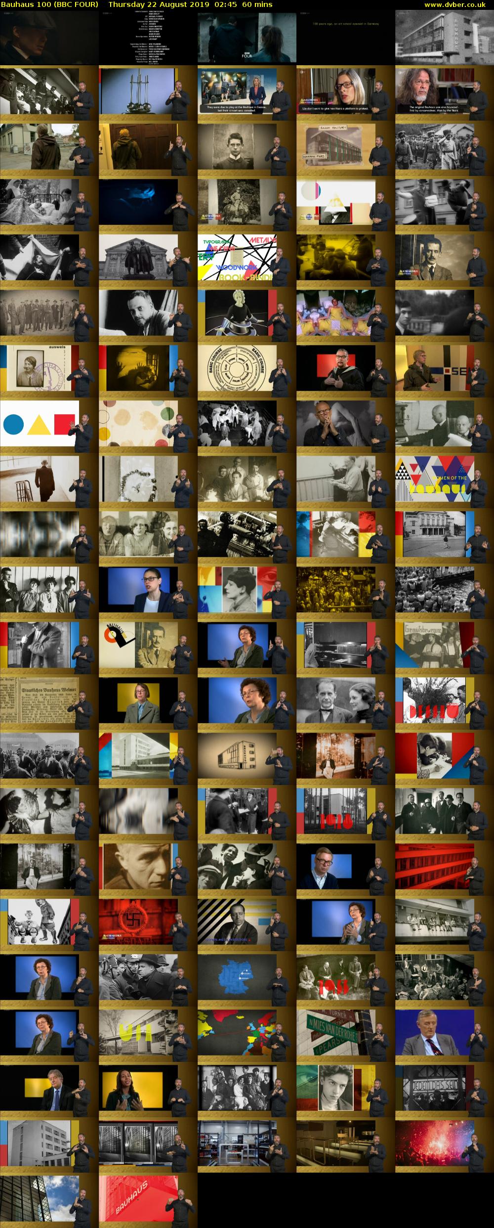 Bauhaus 100 (BBC FOUR) Thursday 22 August 2019 02:45 - 03:45