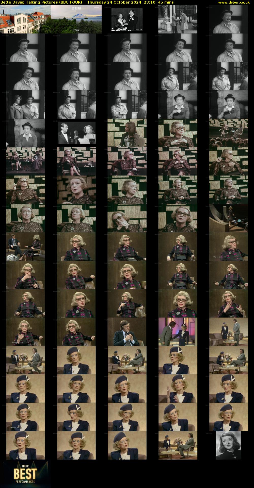 Bette Davis: Talking Pictures (BBC FOUR) Thursday 24 October 2024 23:10 - 23:55