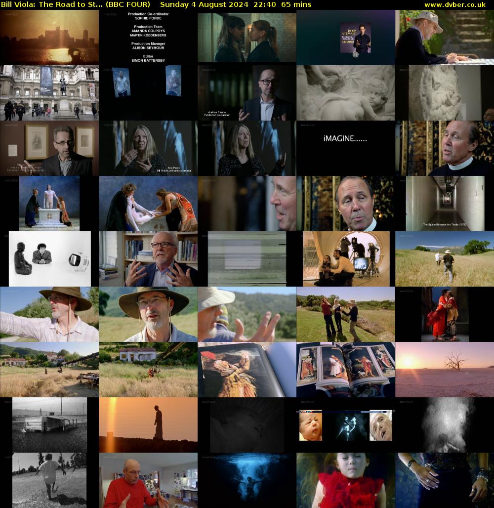 Bill Viola: The Road to St... (BBC FOUR) Sunday 4 August 2024 22:40 - 23:45