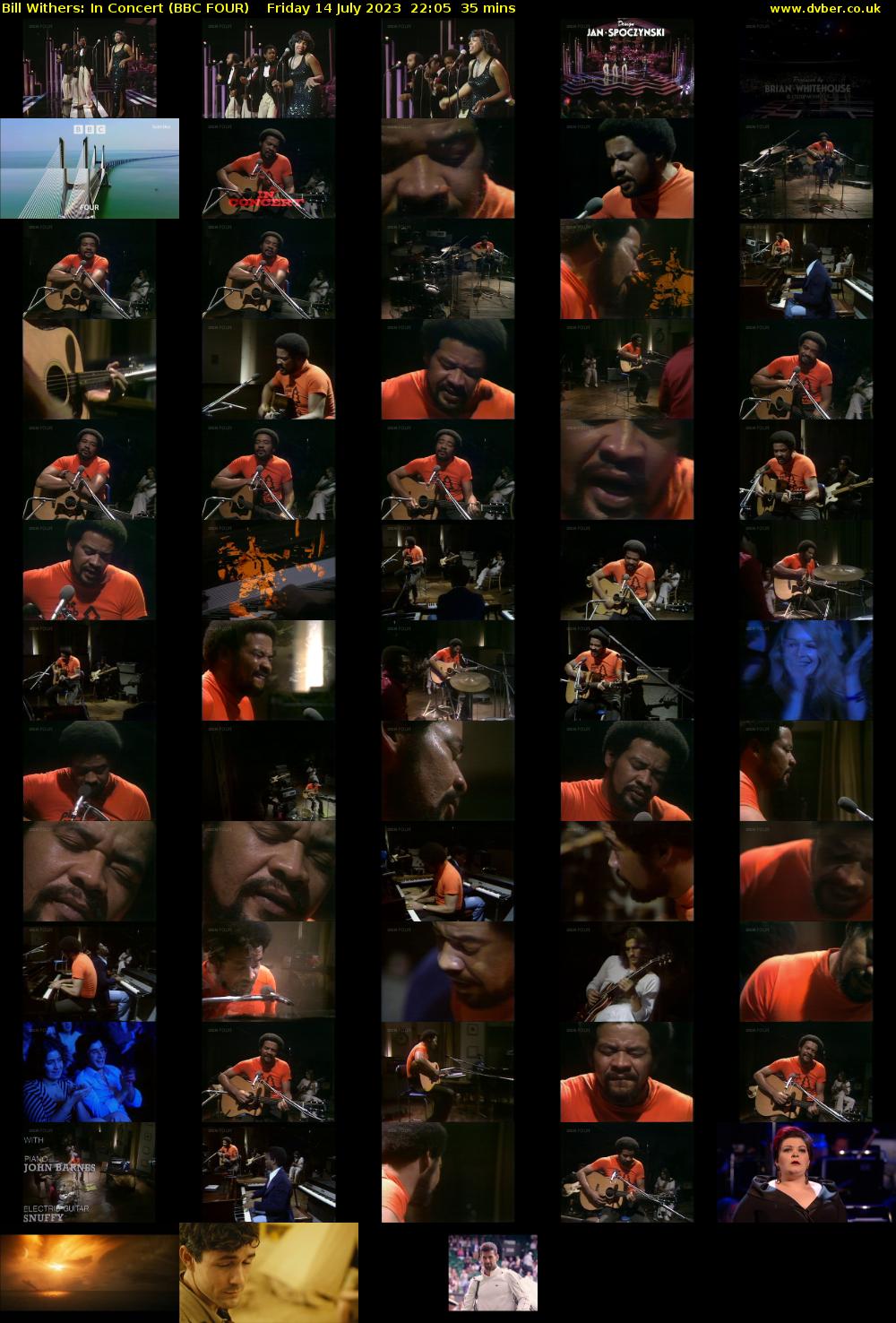 Bill Withers: In Concert (BBC FOUR) Friday 14 July 2023 22:05 - 22:40
