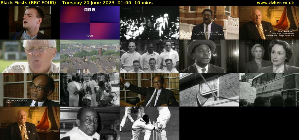 Black Firsts (BBC FOUR) Tuesday 20 June 2023 01:00 - 01:10