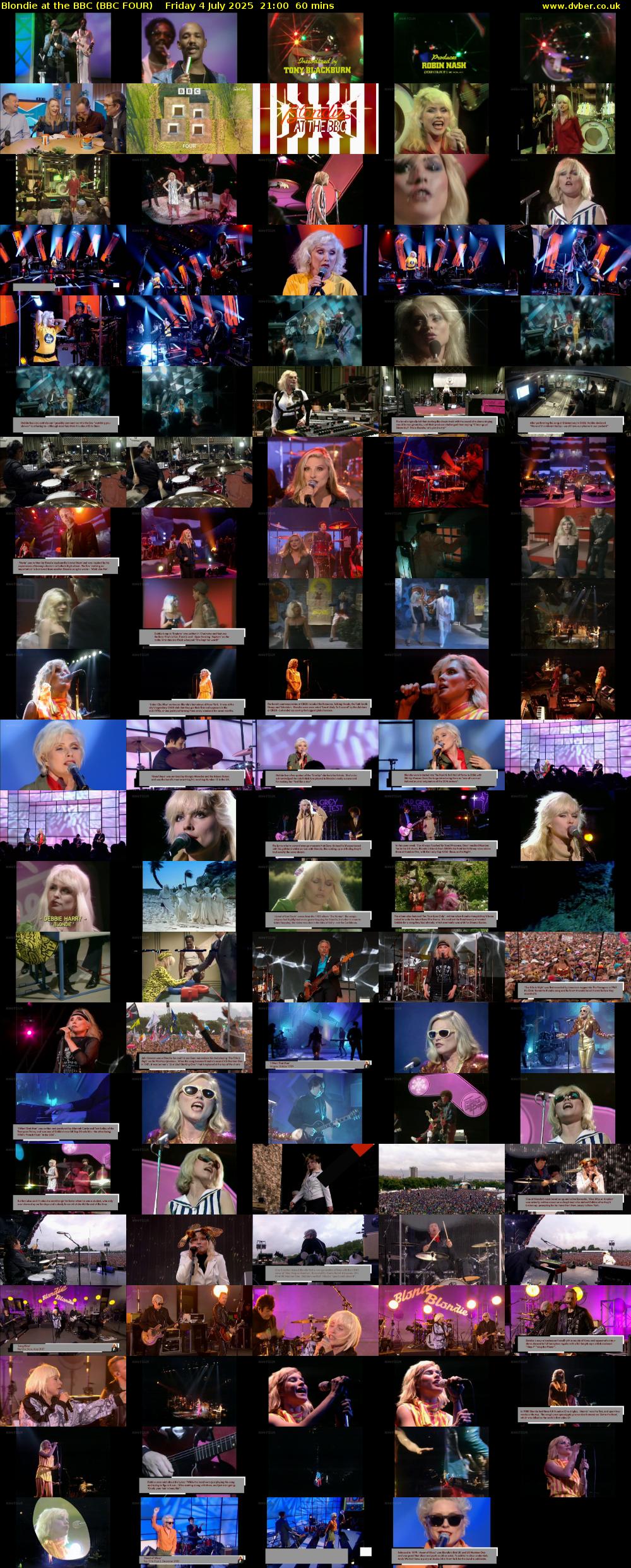Blondie at the BBC (BBC FOUR) Friday 4 July 2025 21:00 - 22:00