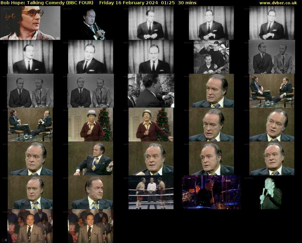 Bob Hope: Talking Comedy (BBC FOUR) Friday 16 February 2024 01:25 - 01:55
