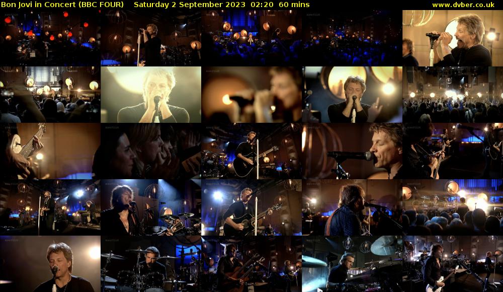 Bon Jovi in Concert (BBC FOUR) Saturday 2 September 2023 02:20 - 03:20