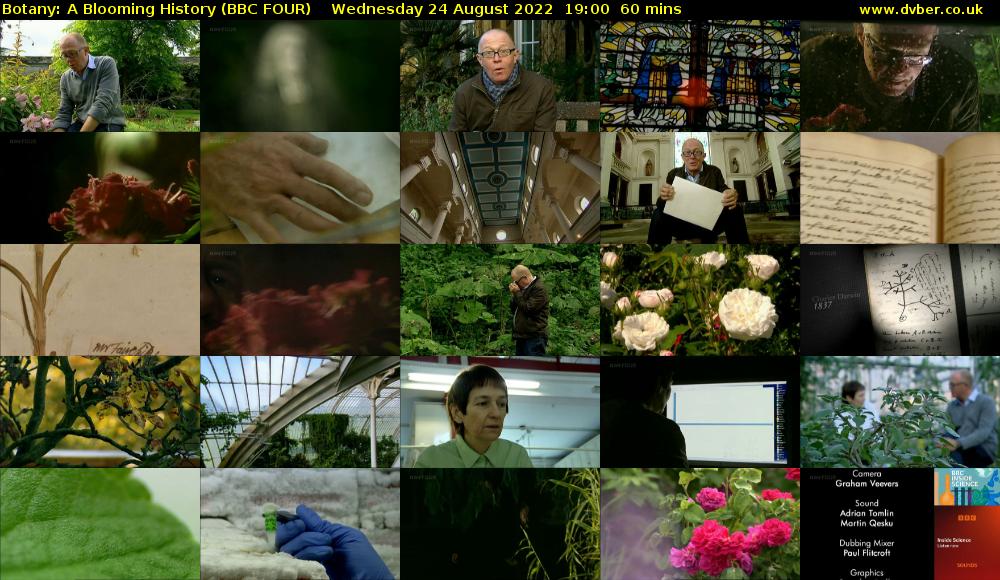 Botany: A Blooming History (BBC FOUR) Wednesday 24 August 2022 19:00 - 20:00