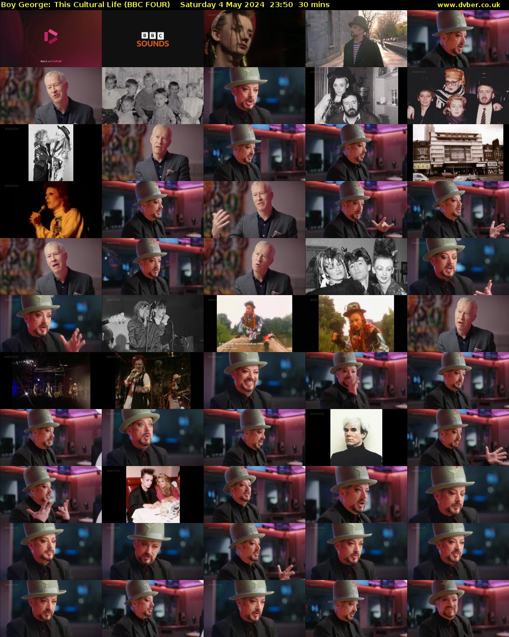 Boy George: This Cultural Life (BBC FOUR) Saturday 4 May 2024 23:50 - 00:20