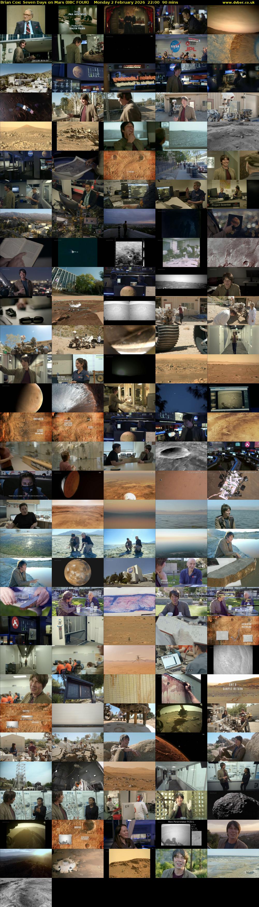 Brian Cox: Seven Days on Mars (BBC FOUR) Monday 2 February 2026 22:00 - 23:30