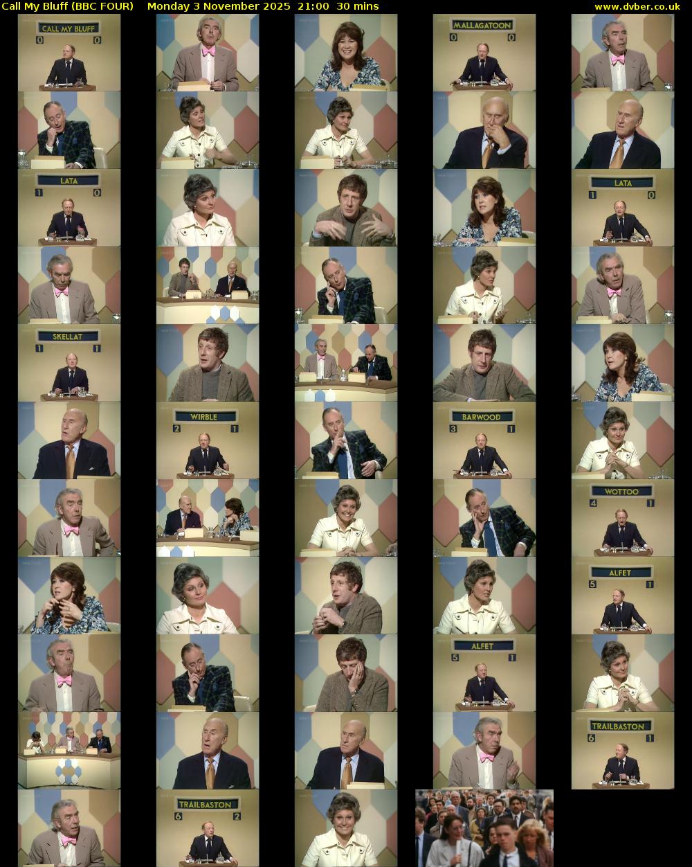 Call My Bluff (BBC FOUR) Monday 3 November 2025 21:00 - 21:30