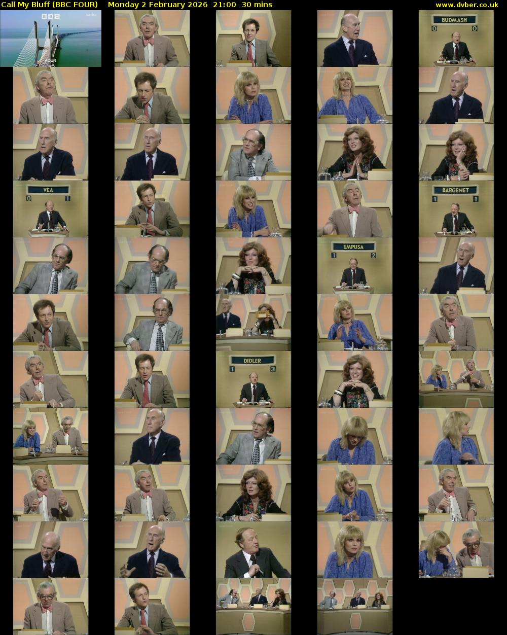 Call My Bluff (BBC FOUR) Monday 2 February 2026 21:00 - 21:30