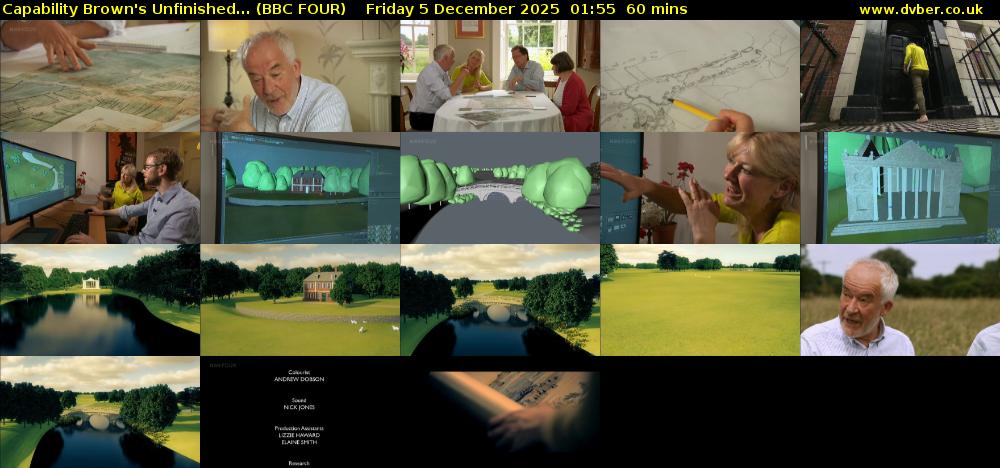 Capability Brown's Unfinished... (BBC FOUR) Friday 5 December 2025 01:55 - 02:55