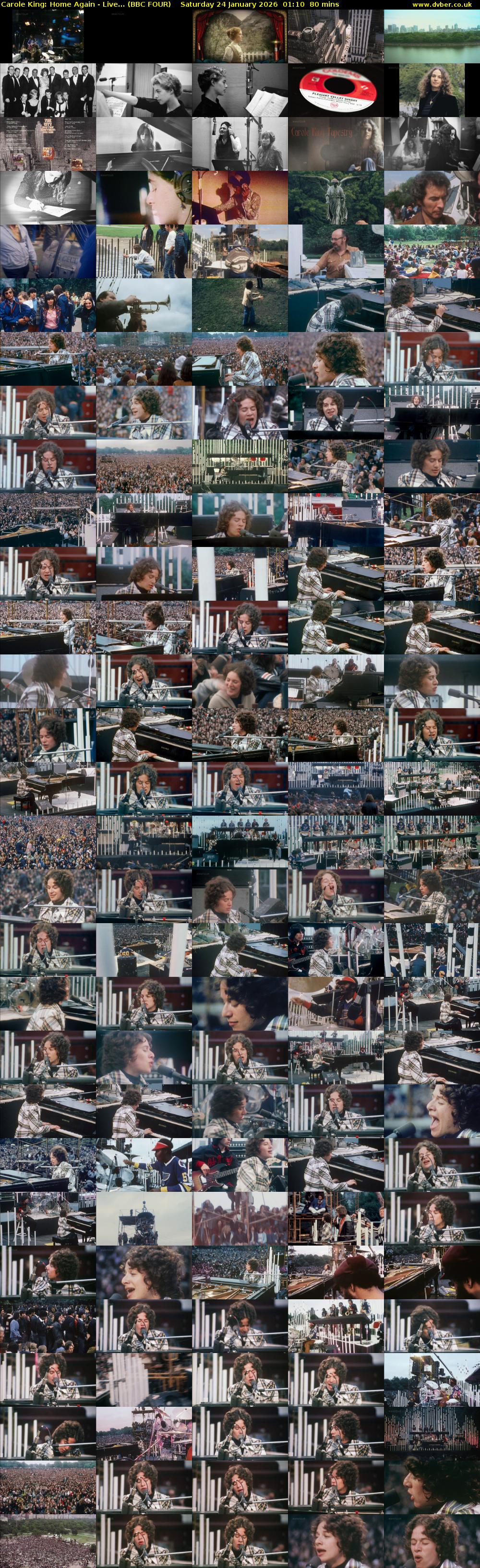 Carole King: Home Again - Live... (BBC FOUR) Saturday 24 January 2026 01:10 - 02:30