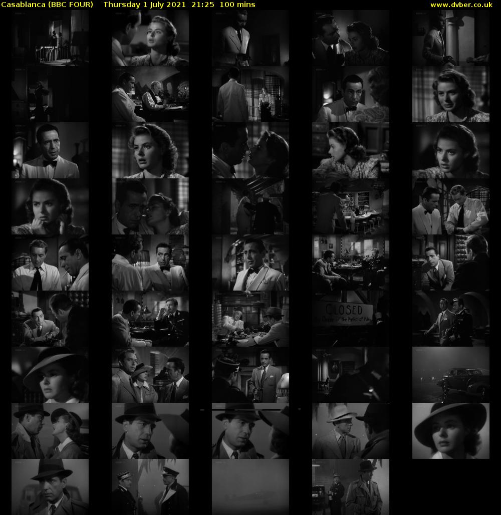Casablanca (BBC FOUR) Thursday 1 July 2021 21:25 - 23:05