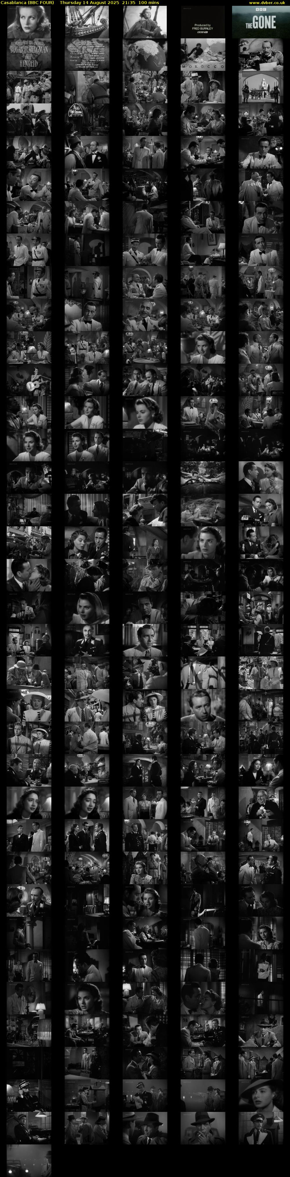 Casablanca (BBC FOUR) Thursday 14 August 2025 21:35 - 23:15