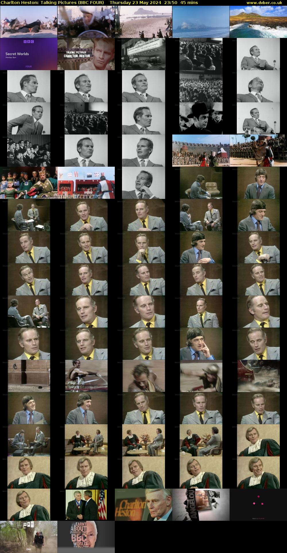 Charlton Heston: Talking Pictures (BBC FOUR) Thursday 23 May 2024 23:50 - 00:35