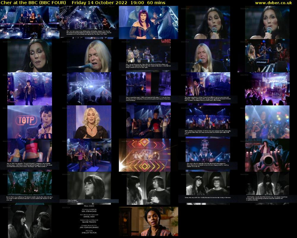 Cher at the BBC (BBC FOUR) Friday 14 October 2022 19:00 - 20:00