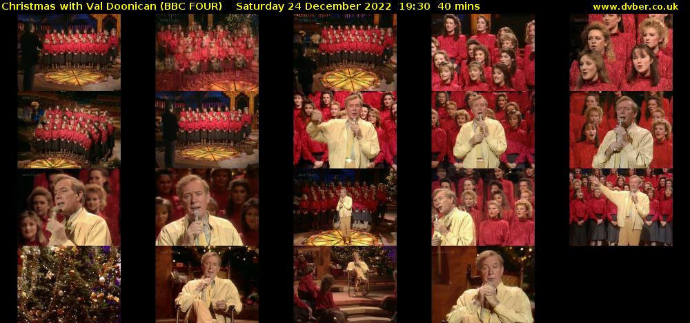 Christmas with Val Doonican (BBC FOUR) Saturday 24 December 2022 19:30 - 20:10