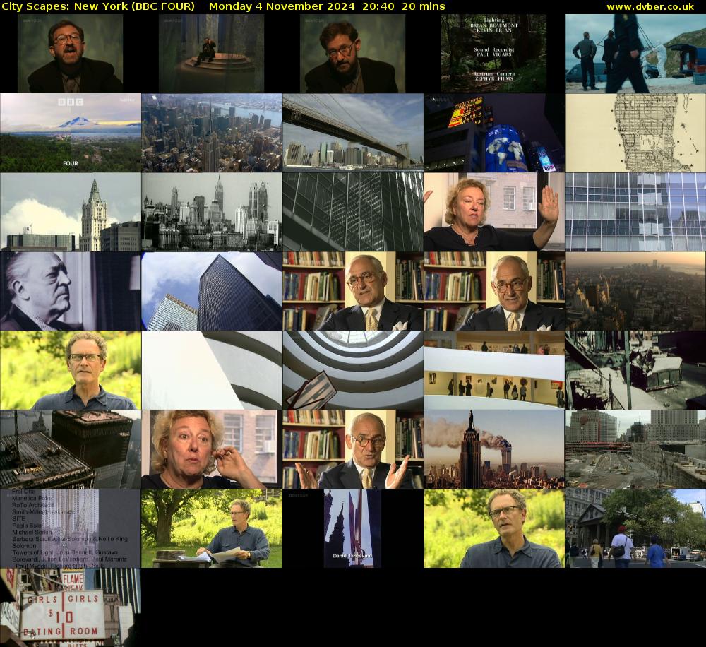 City Scapes: New York (BBC FOUR) Monday 4 November 2024 20:40 - 21:00