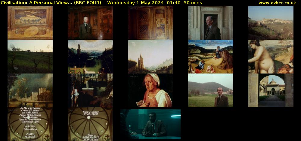 Civilisation: A Personal View... (BBC FOUR) Wednesday 1 May 2024 01:40 - 02:30